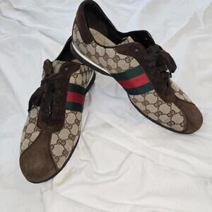 Men's GUCCI GG Monogram Canvas & Suede Sneakers Men’s 10.5 – 100% Authentic